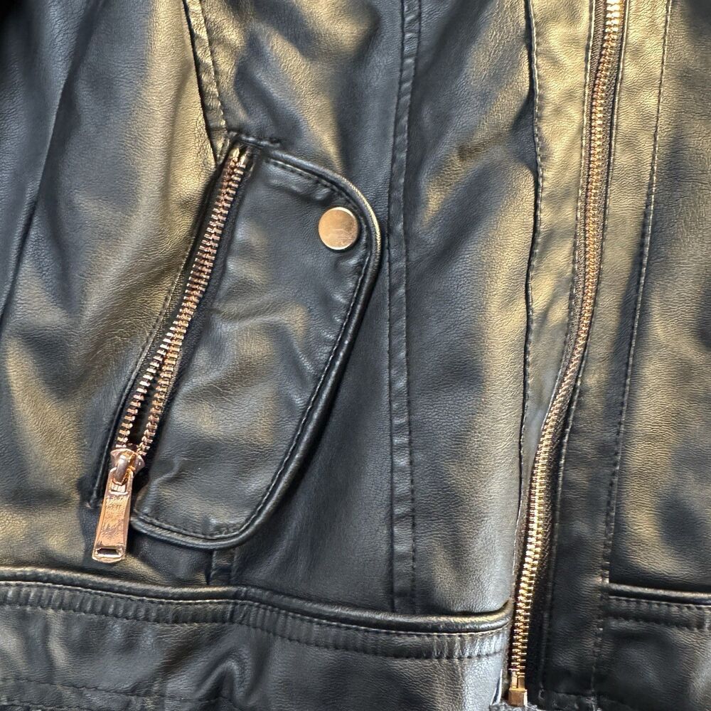 Beverly Hills Polo Club Faux Leather Bomber Jacket - Black Women Medium Chic - Picture 12 of 12